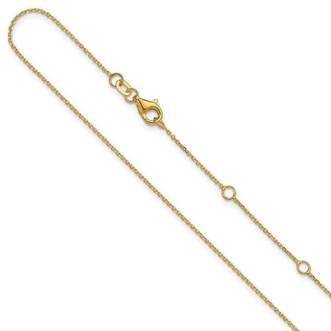 14k or jaune massif 1mm Sparkle Cut Square Cable 1 po + 1 pouce collier chaîne réglable 16 pouces chaîne-collier pour les femmes