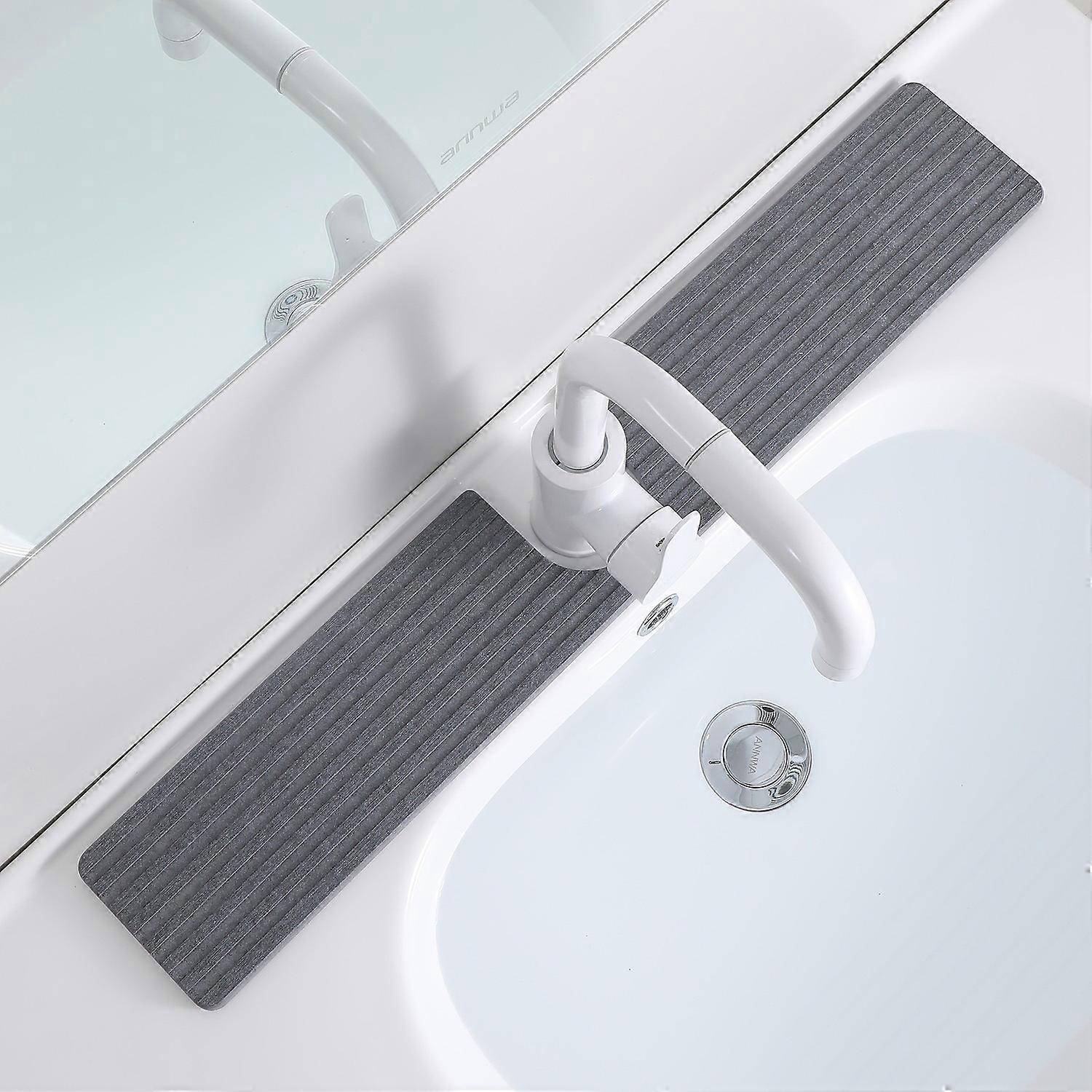 2Pcs Set U Shape Sink Mat Water Absorbent Diatomite Quick Drying Pad for Faucet Base Washbasin, 60 x