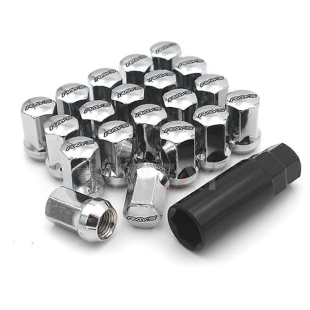 20 stk. Rays Rustfritt Stål Brunt Blå/Sølv Felger Hjulmuttere M12x1.5