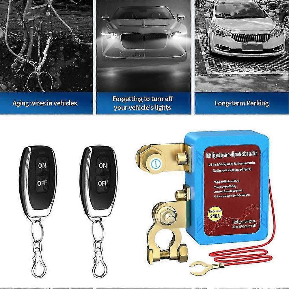 Remote Battery Disconnect Switch 12V 240A Kill Switch Automatic Power Shut Off Switch Remote Control Switch For Auto