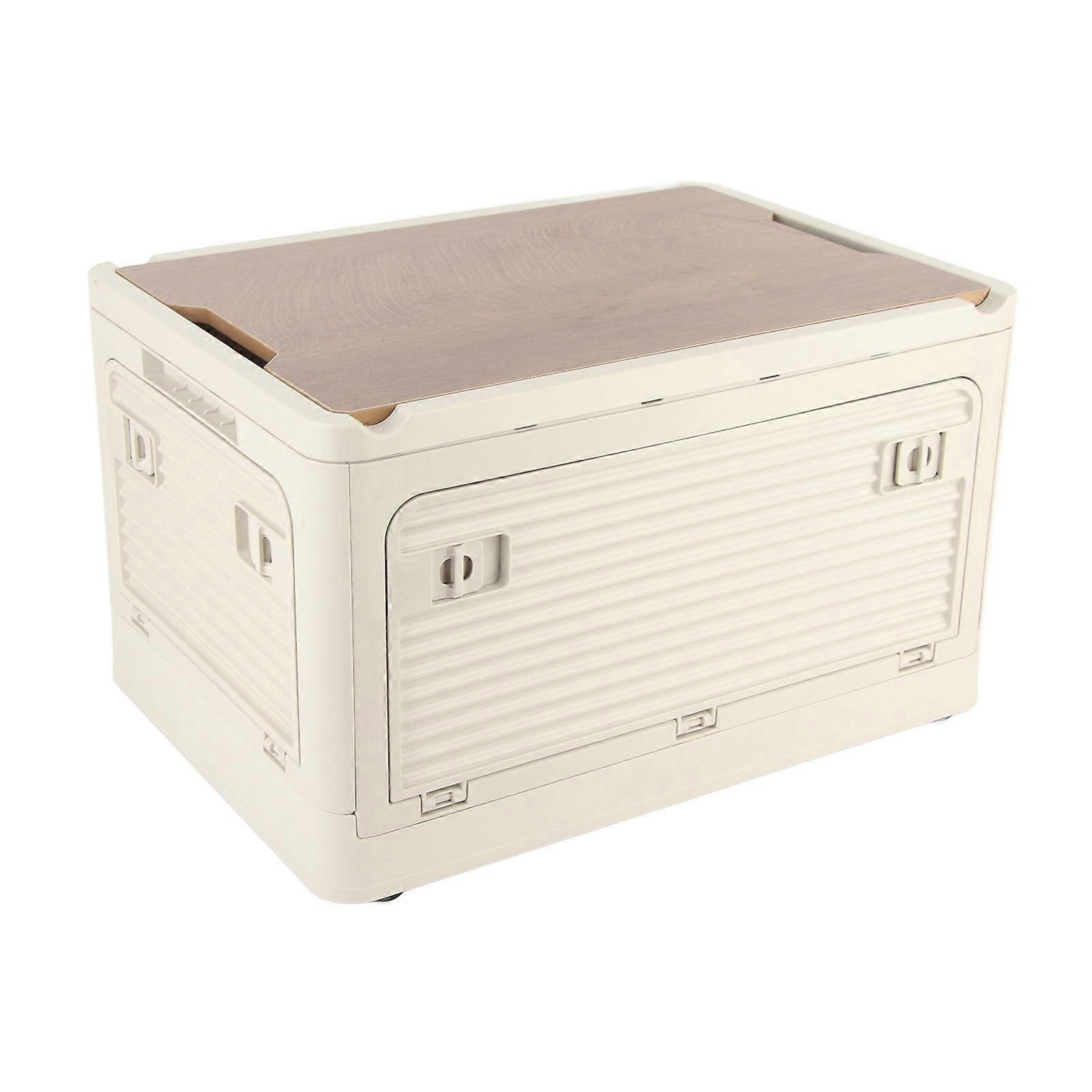 Boîte de rangement pliante 36L Grande Capacité Bacs de rangement en plastique portables étanches pour le camping en plein air Kaki (5 portes) 36L 44.3X31.5X26Cm/17.4X12.4X10.2In