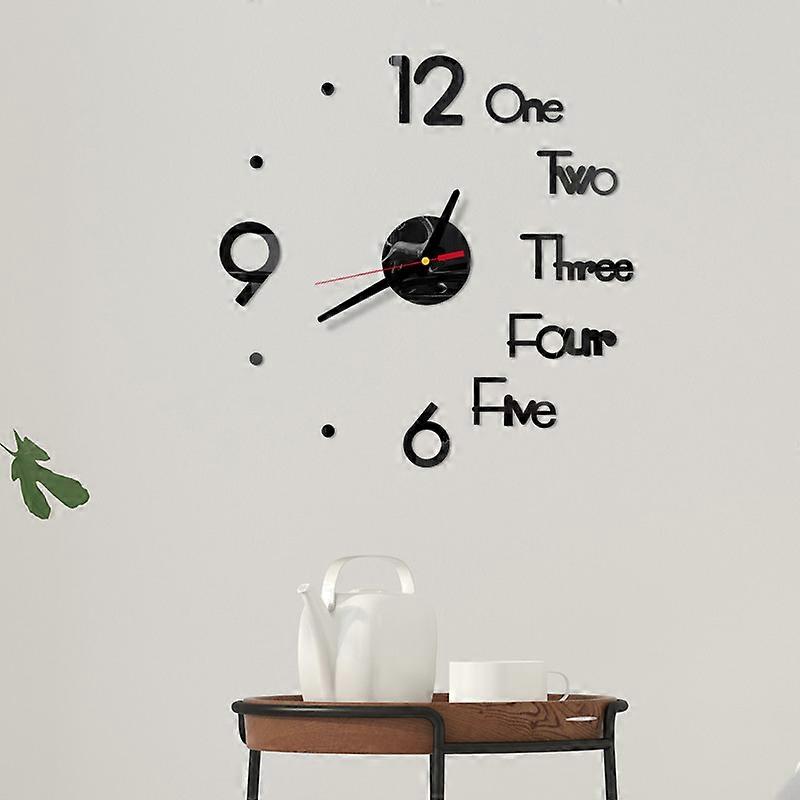 DIY Wall Clock 3D Mirror Surface Sticker Home Office Decor