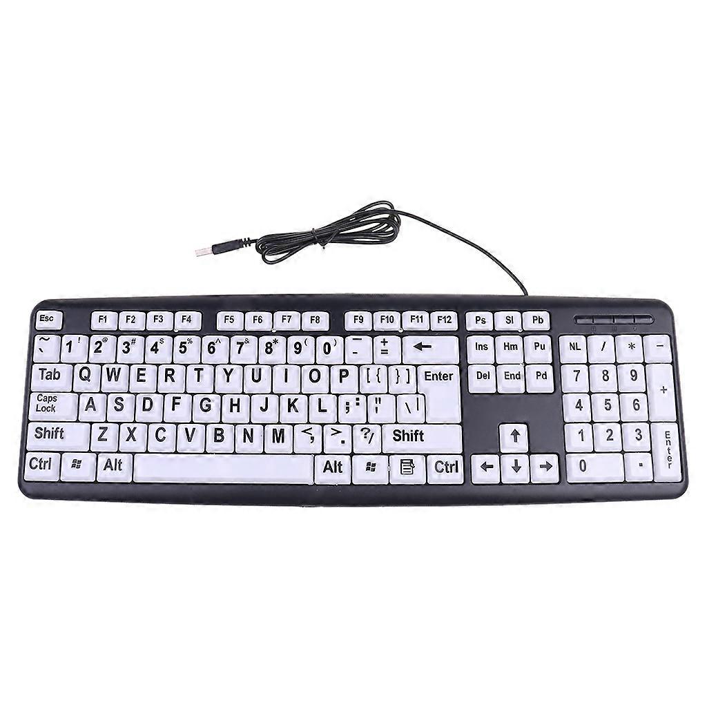 USB Wired Keyboard No Backlight ,Large Print Keyboard with High Contrast Keys Suitable Elderly Use Students PC Laptops  Silver