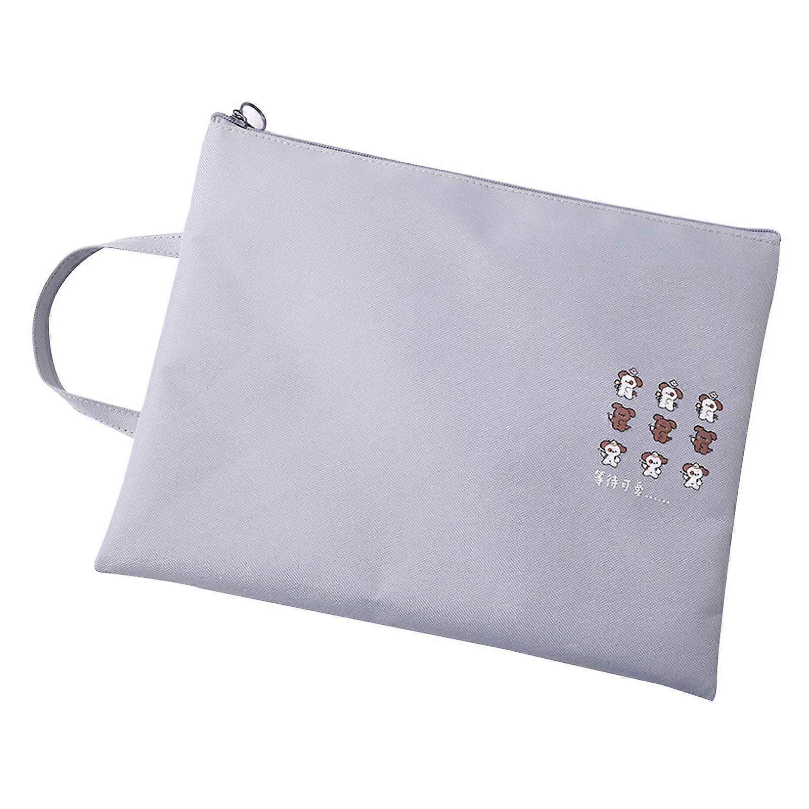 Multifunctional File Bag Large Capacity Zipper Pouch A4-Size Document Bags Convenient File Folder Stationery Organizer  Grey