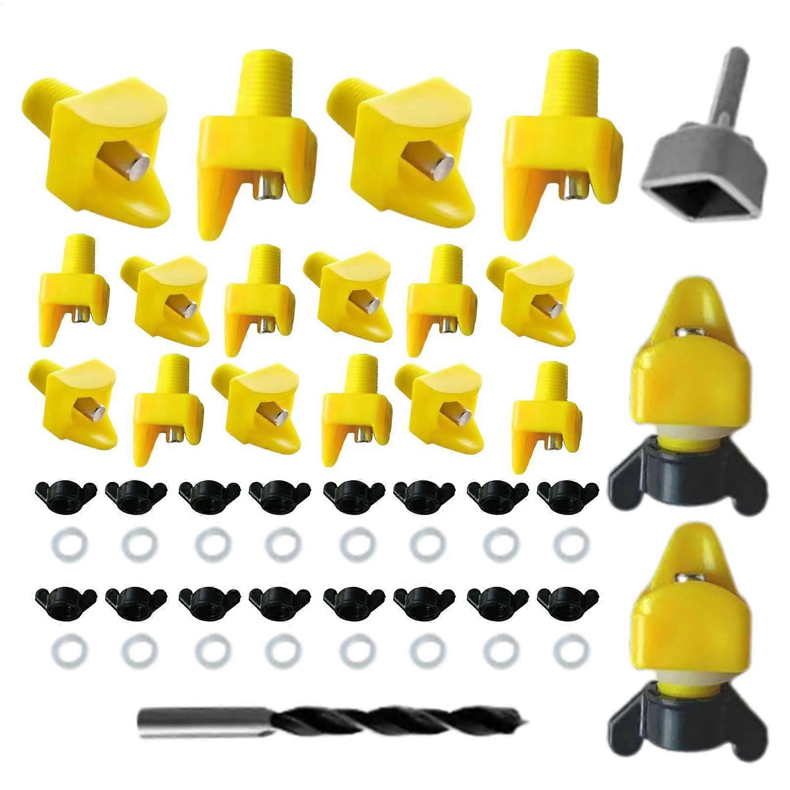 Automatic Poultry Waterer - 16 Horizontal Nipples Drinking System for Chickens and Other Poultry with Easy Maintenance Tools