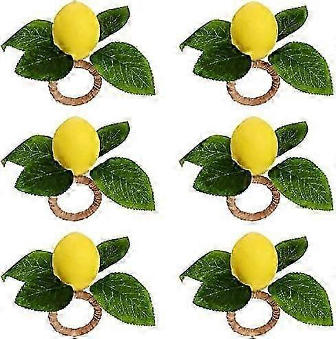 10x4x4.5cm citron ronds de serviette lot de 6, faux citron d’été ferme serviette de table porte-anneau pour salle à manger table décor banquet mariage anniversaire thanksgiving c