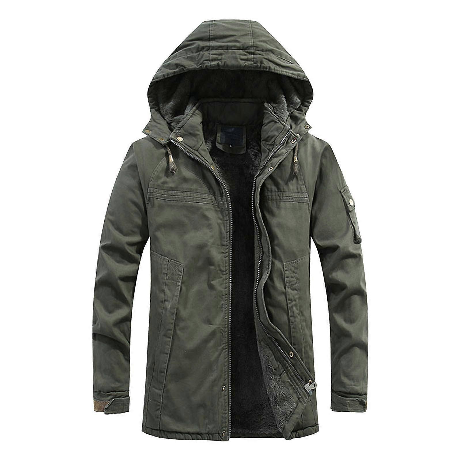 Men's Long StandUp Collar Winter Coat, 3in1 Jacket, A6Army Green, 4XL