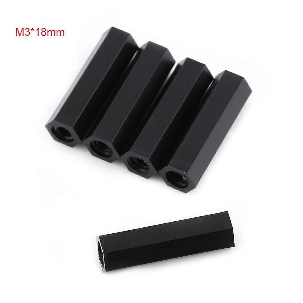 High quality M3 nylon double-pass spacer column 100 pcs/bag black (M3*18)
