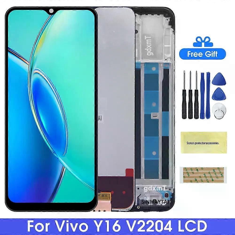 6.51" For vivo Y16 LCD Display V2204, V2214 Display Touch Digitizer Replacement Parts,With Frame For VIVO Y16 V2214 LCD Display