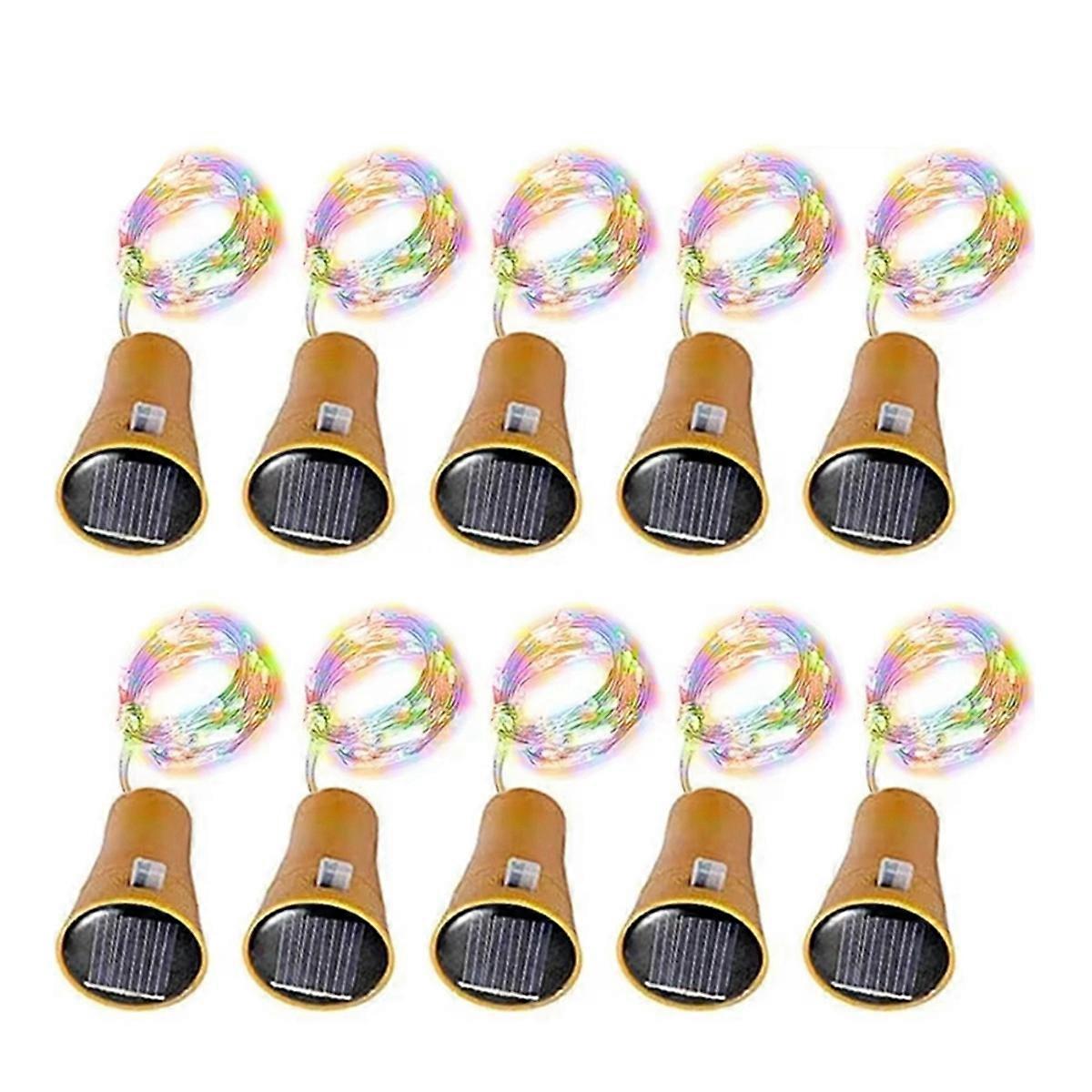 10pcs Solar Wine Bottle String Light 10LED Solar Fairy Lights Cork Shape Holiday Lamp Wedding Party