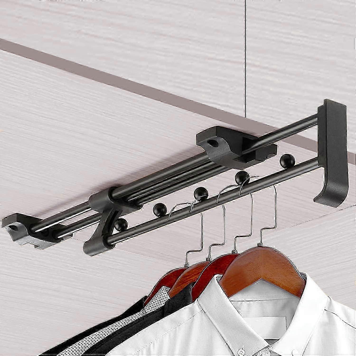 Extendable Wardrobe Rod, Pull-out Sliding Trouser Rack, 300 mm Length Sliding Wardrobe Organizer, Suitable for Wardrobes and Storage Solutio