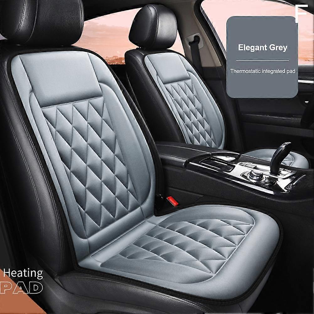 Double seat gray (F)$Car heated seat cushion winter 12V electric heated seat cushion car seat modified car plush seat cushion
