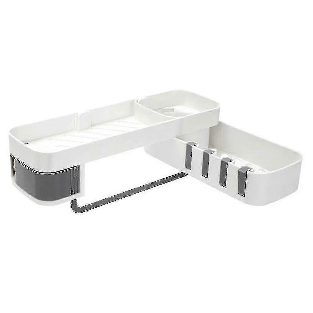 Rotating Bathroom Shelf Double Layer Seamless Storage Rack PXCL