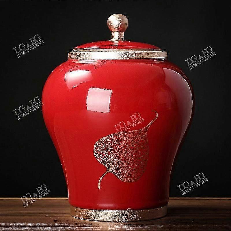 כדים לוויה עבור אש שריפת אדם אנדרטה מחזיק אפר מזכרות מזכרות מתנה בסגנון סיני קישוט אחסון קרמיקה אדום