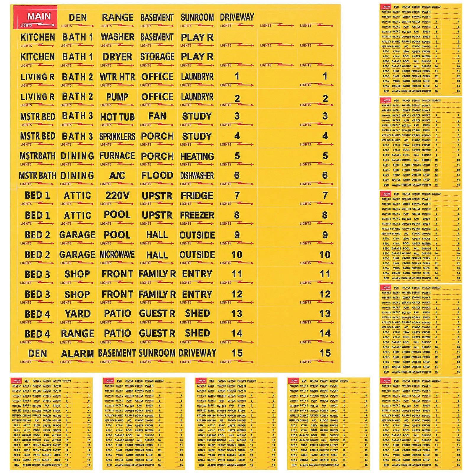 Self Adhesive Circuit Breaker Box Labels 10 Sheets for Electrical Panel Organization, Vibrant Colors, Easy Application for Home and Office Use