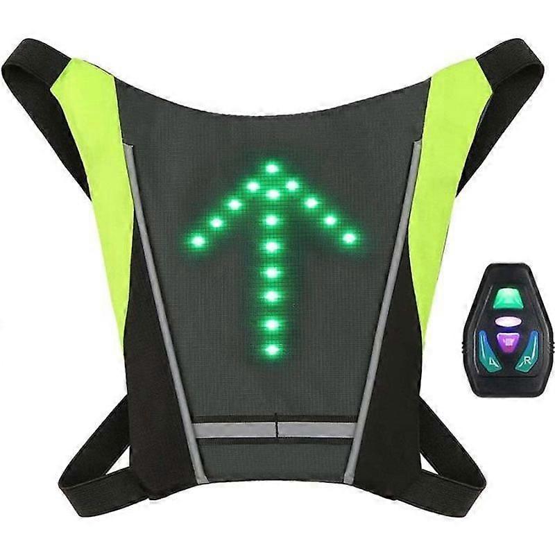 Reflective Backpack Attachment USB Rechargeable with LED Turn Signal Light Remote Control Cycling Safety Equipment Gray