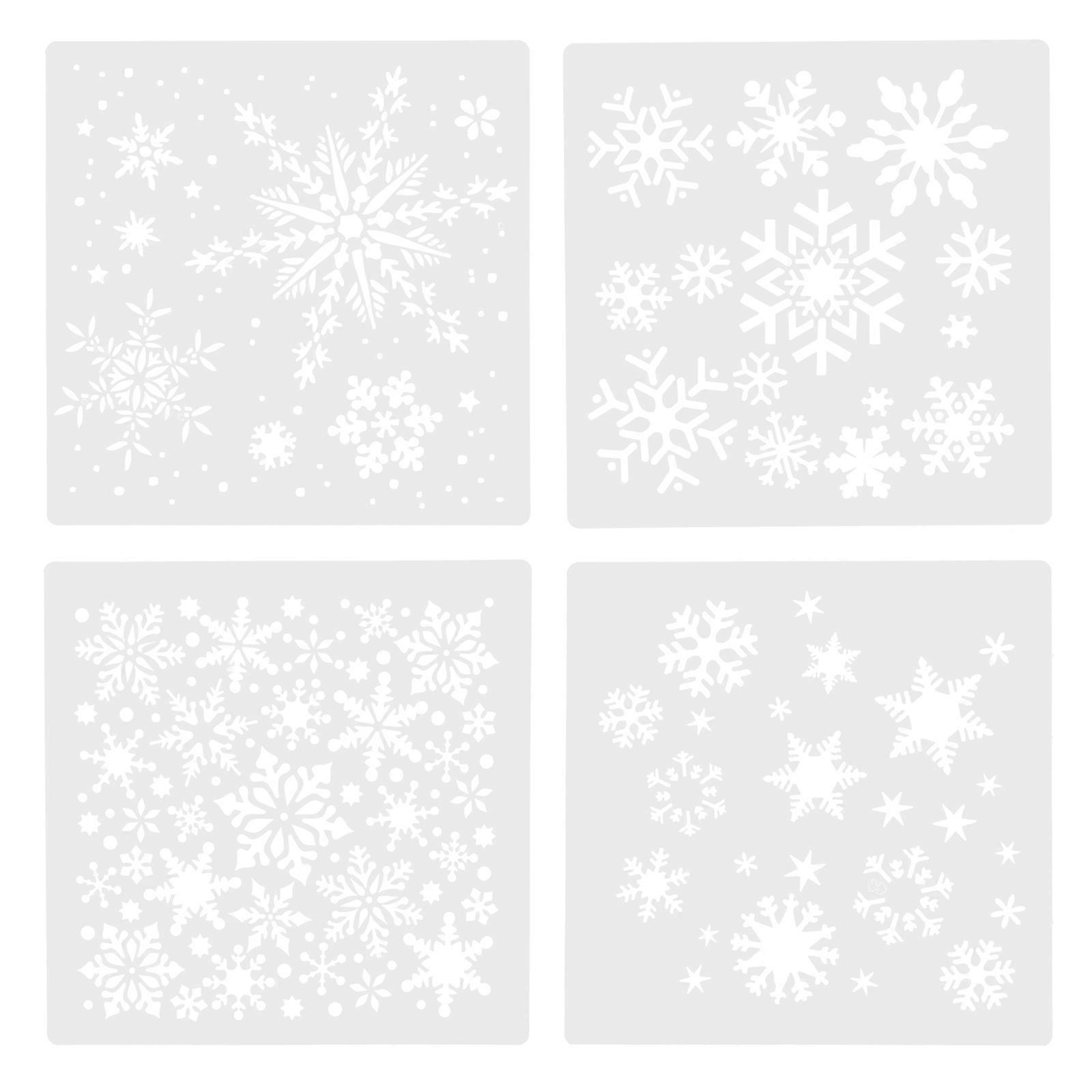 4PCS Snowflake Painting Stencils, Washable Plastic Templates for DIY Crafts, Wall Art & Home Decor – Hollow Out Design for Easy Use
