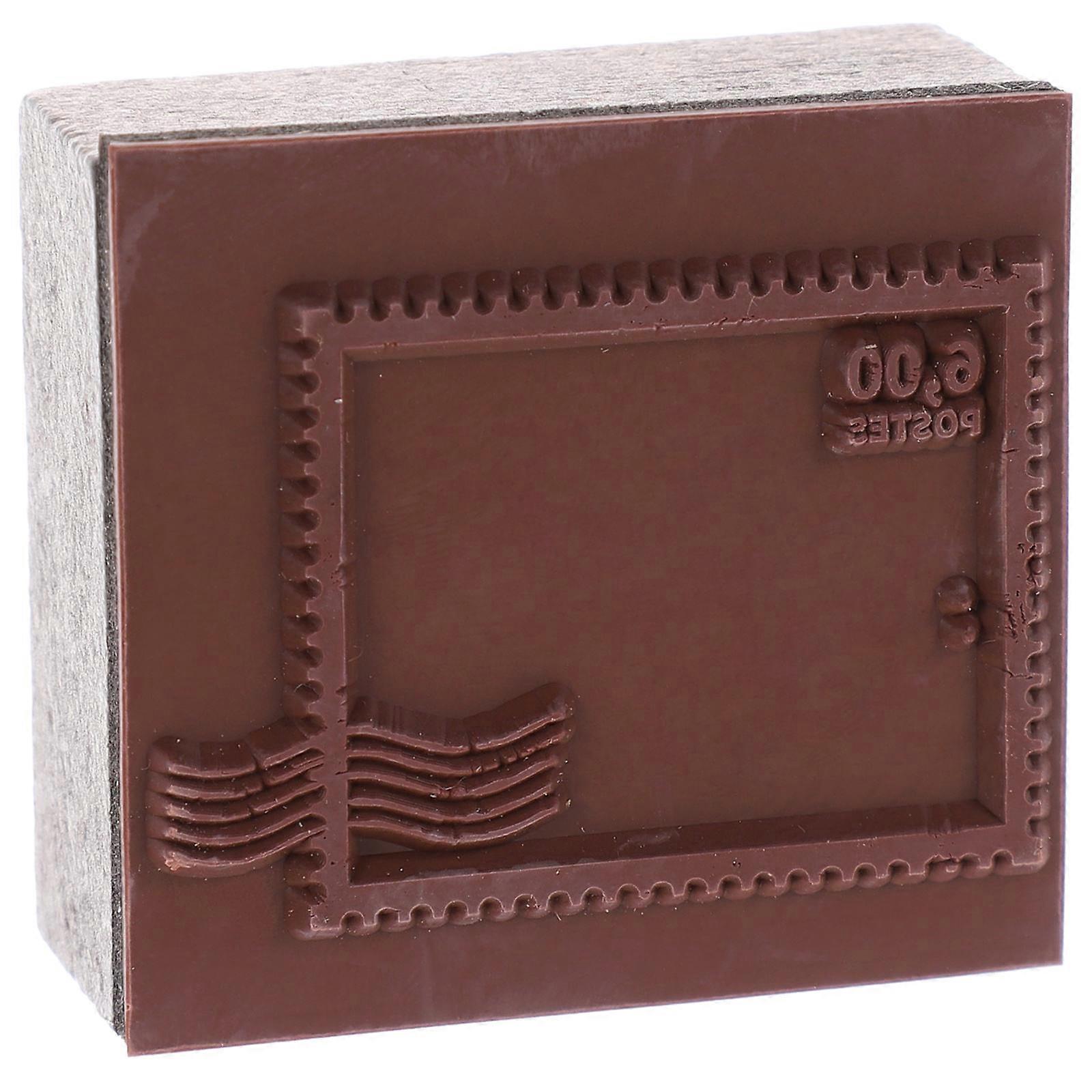 Journal Stamps Wooden Stamp Card Making Crafts Decorative Light Brown Rectangular 1Pack