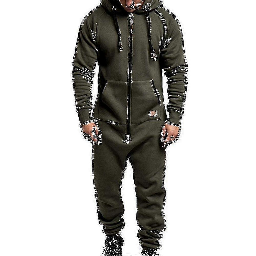 Men Onesie All In One Hoodie Zip Jumpsuit Winter Casual Hooded Romper Playsuitv_y vxz