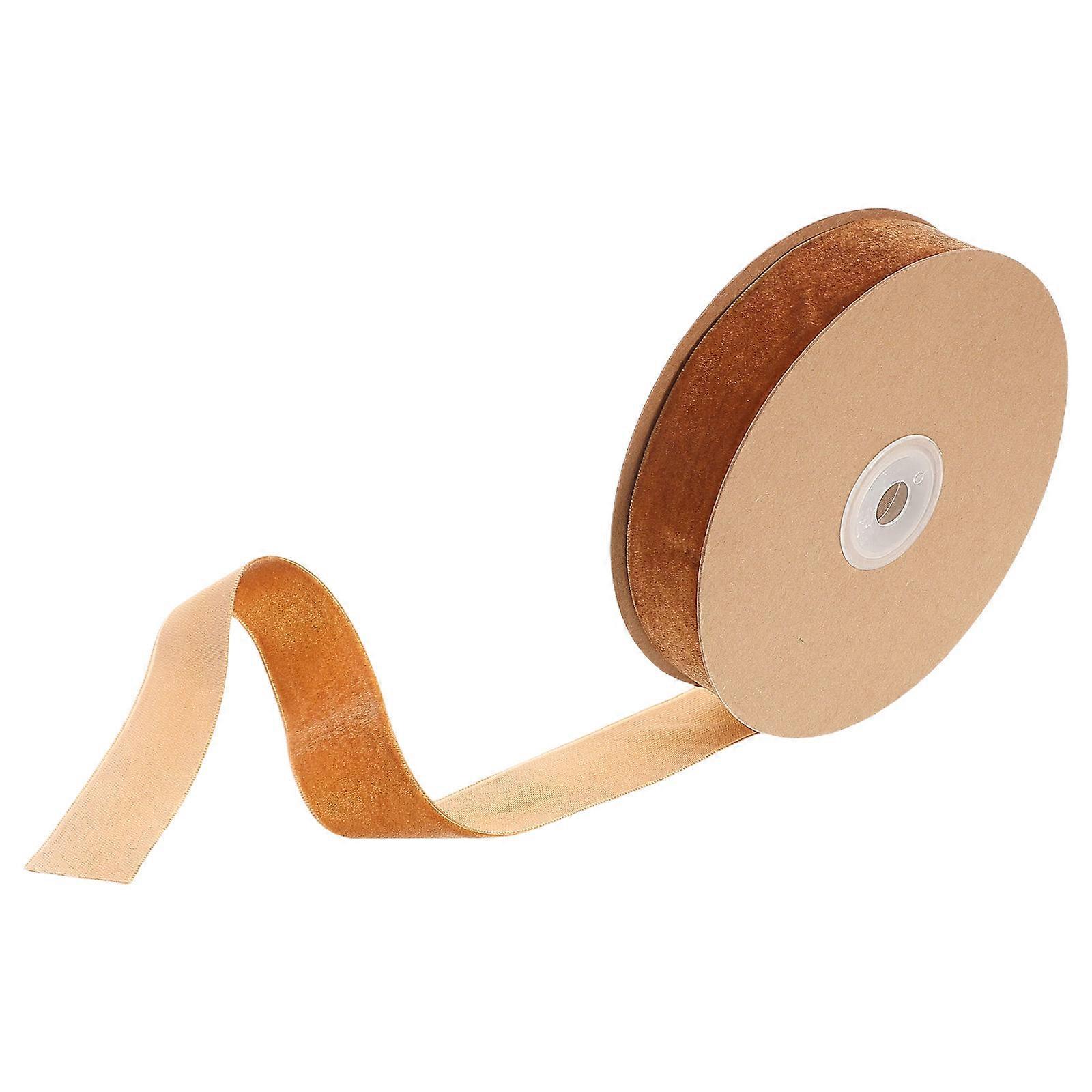 Wide Non Elastic Flocking Ribbon Roll Coffee Color DIY Decorative Strap for Clothing, Wrapping, Crafts, Parties, Weddings & Home Decor