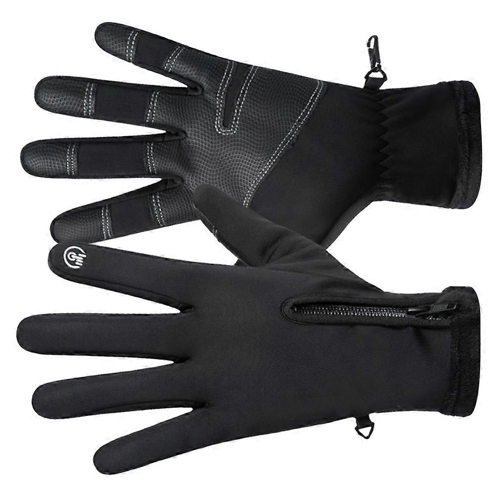 Winter Riding Gloves Men Windproof Waterproof Touch Screen Compatible Black XL 1Pair