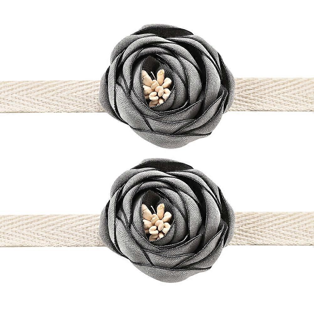 Decorative Curtain Strap Flower Holdback Kitchen Grey 49x3.5cm 2Pcs
