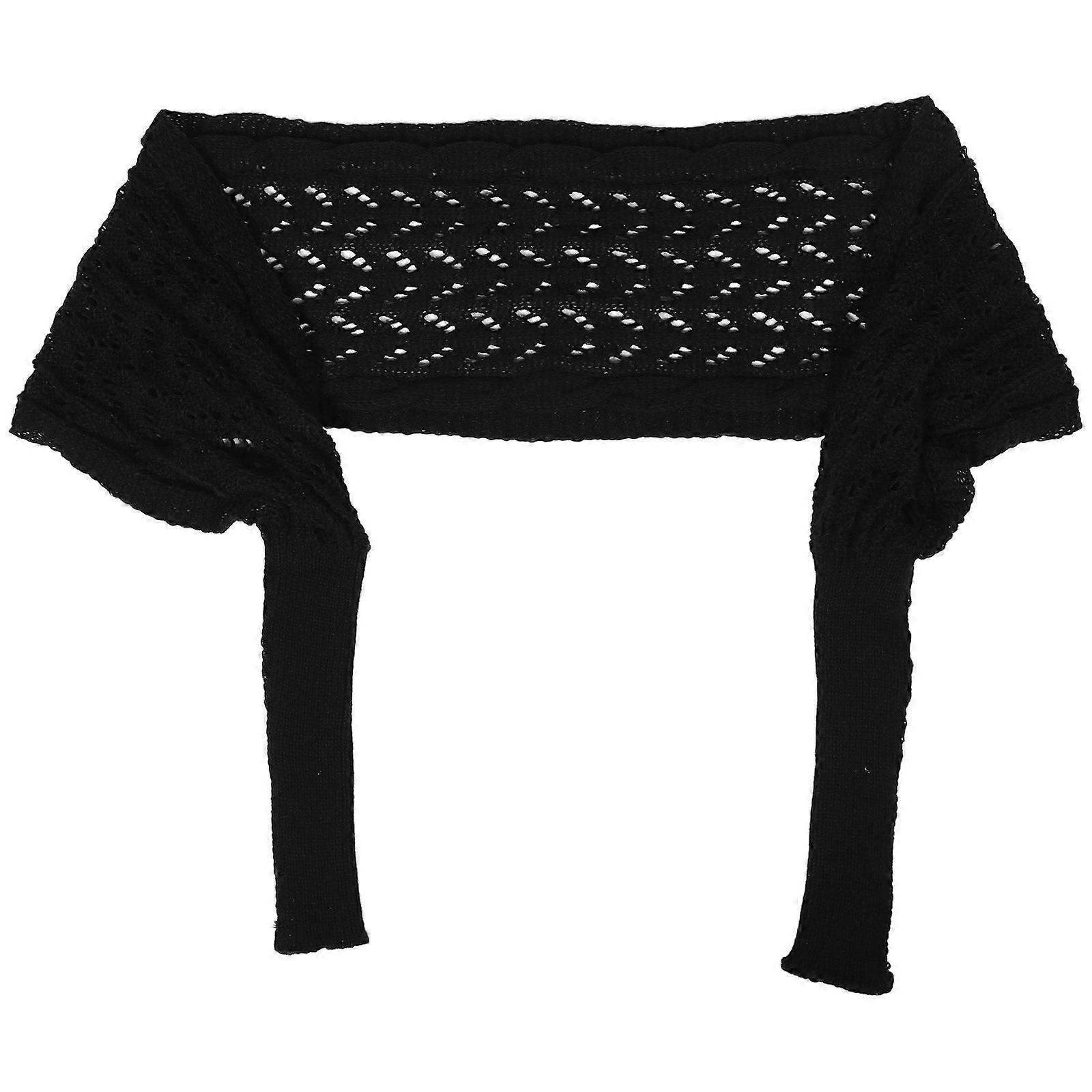 Boho Knit Wraps Versatile Use Black Color Rectangular Shape 1Set