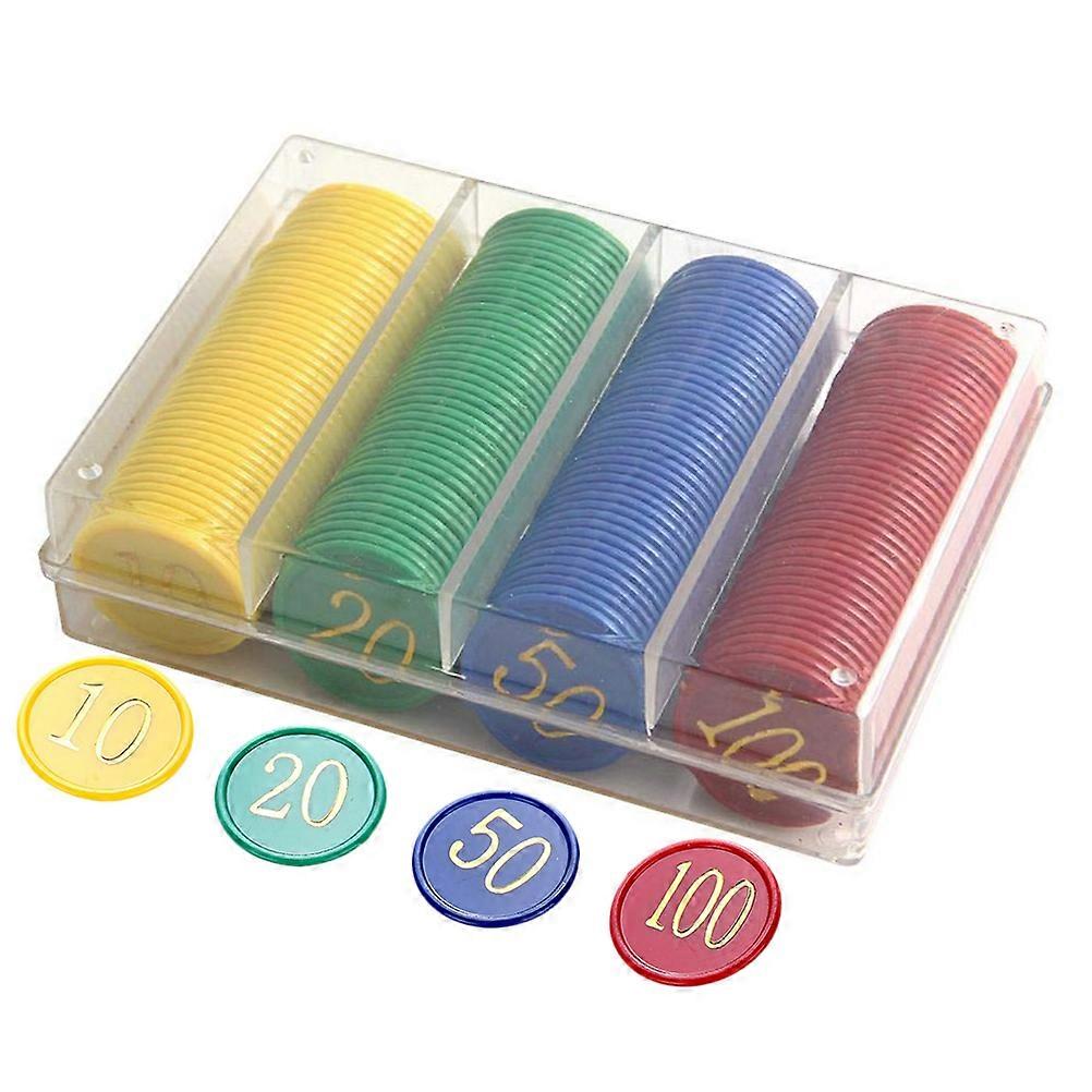 160 jetons de poker en plastique d'une valeur de 10, 20, 50 ou 100, grands nombres pour jetons, pièces et jetons de jeu de société