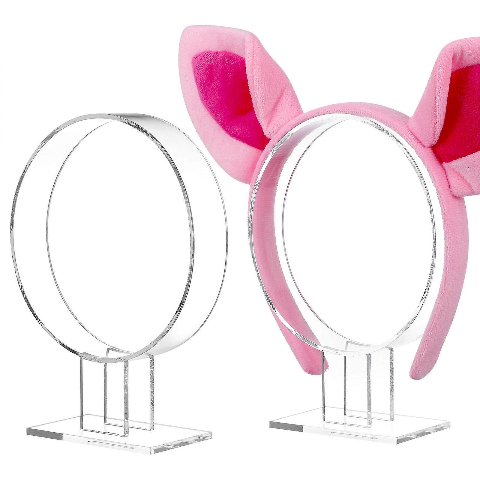 Hairband Storage Rack Headband Display Stand Dust Prevention Space Saving Square Shape White Color 2Pack