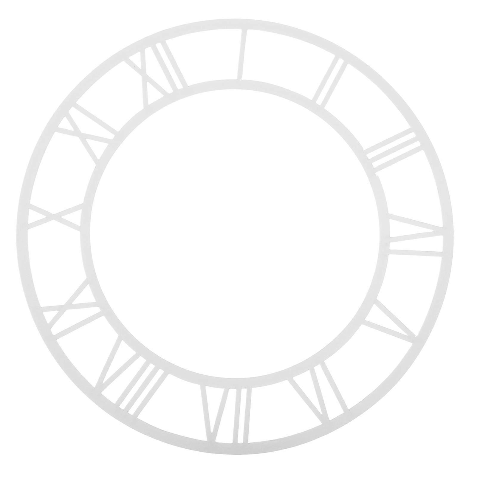 Round Clock Face with Roman Numerals Acrylic Clock Dial DIY for Decor Silver Mirror