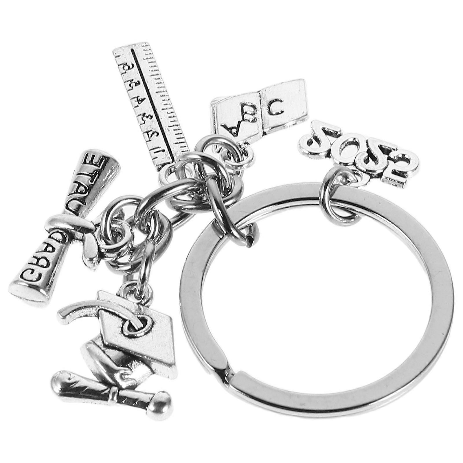 Graduation Keychains Graduation Cap Pendant for Backpack Academic Achievement Celebration Versatile Use Silver 7.00X4.50X0.80CM 1Pcs