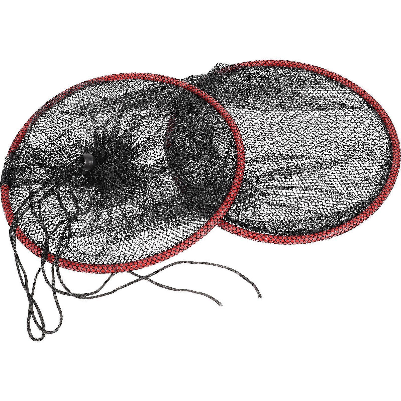 Drawstring Fishing Net Crayfish Net Diving Portable Outdoor Fishing 30x25cm Black Foldable 1Pack