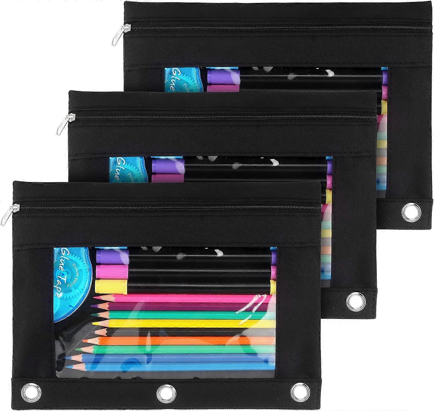Pencil Case Black 3 Pack