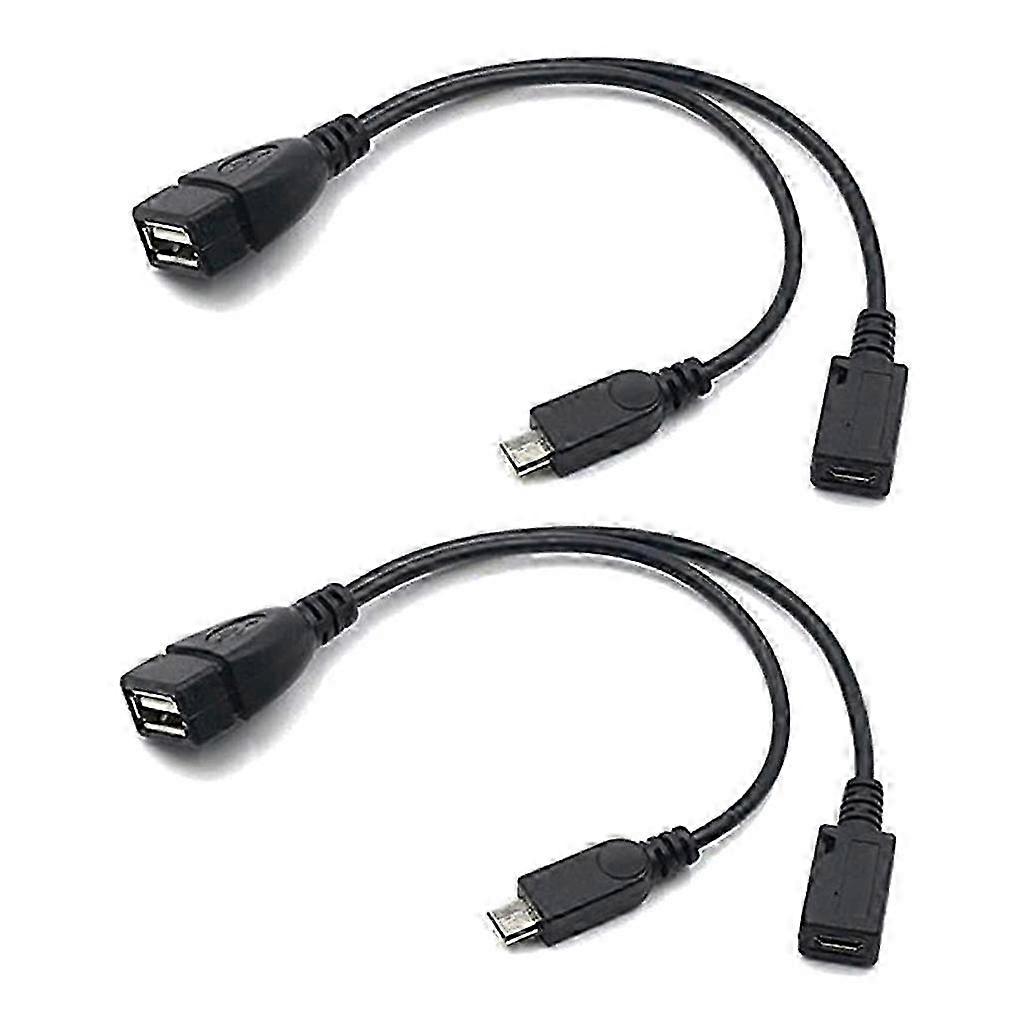 Micro Usb One to Two OTG  Data Cable With Power Supply Port 2-Pack--