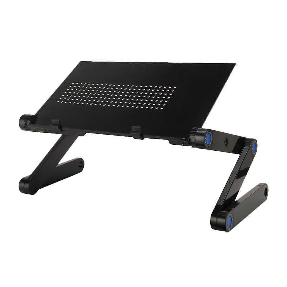 Foldable Lap Desk Bed Study Desk Heat Dissipation Home Dormitory Use 42x26cm Black Metal Safe to Use 1Pcs