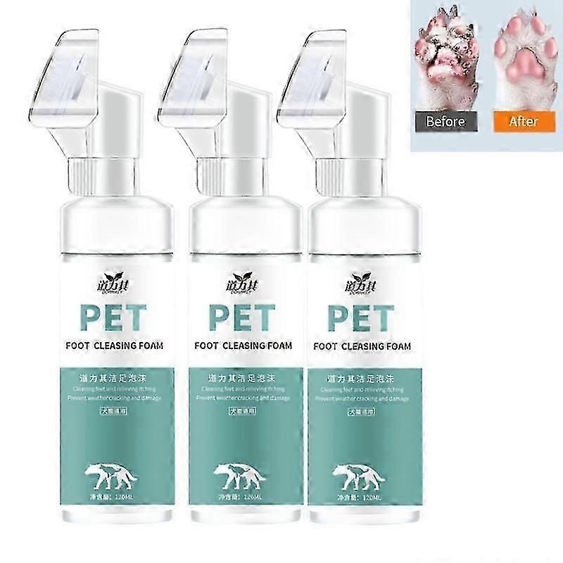Pet Foot Paw Cleaner 120ml No-Rinse Shampoo Paw Foam Cleaner With Silicone Brush Head Massager For Cats Dogs Grooming Supplies