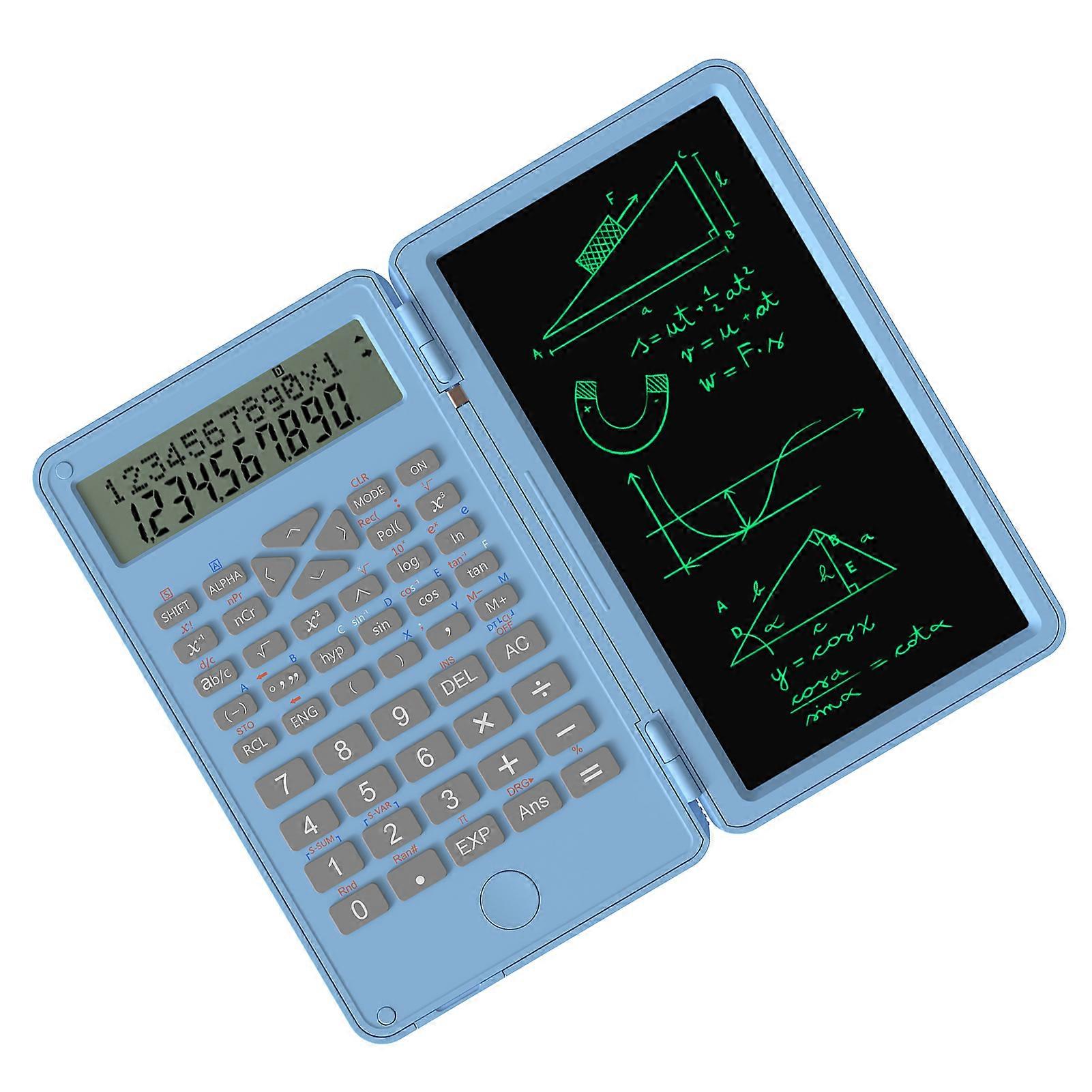 Scientific Calculator with Erasable Writing Board 240 Functions 2 Line LCD Display Foldable Financial Math Calculator School Supplies for Middle High