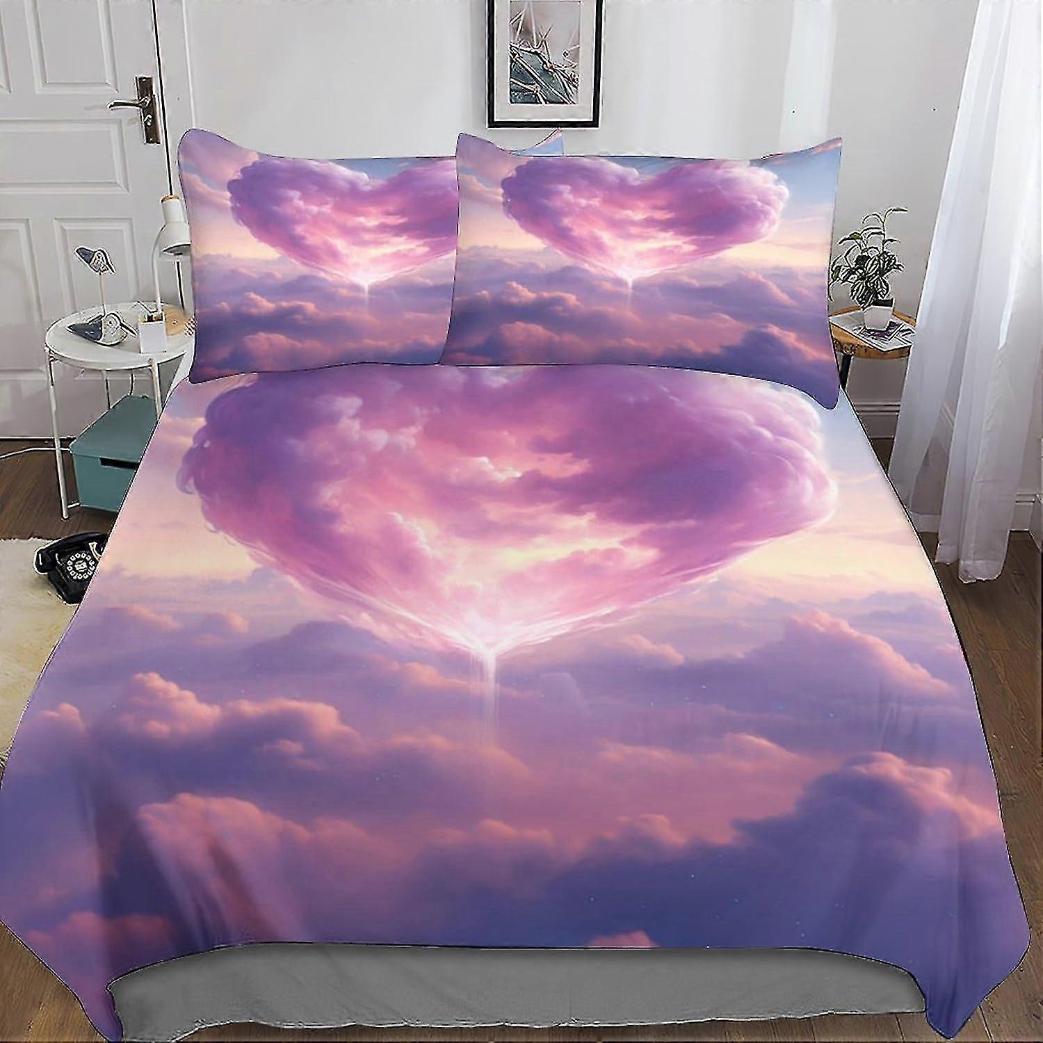 Conjunto de cama impresso com tema de nuvem Conjunto de capa de edredom Dream Sky Capa de edredom 3 peças para crianças adolescentes meninos com fecho de zíper