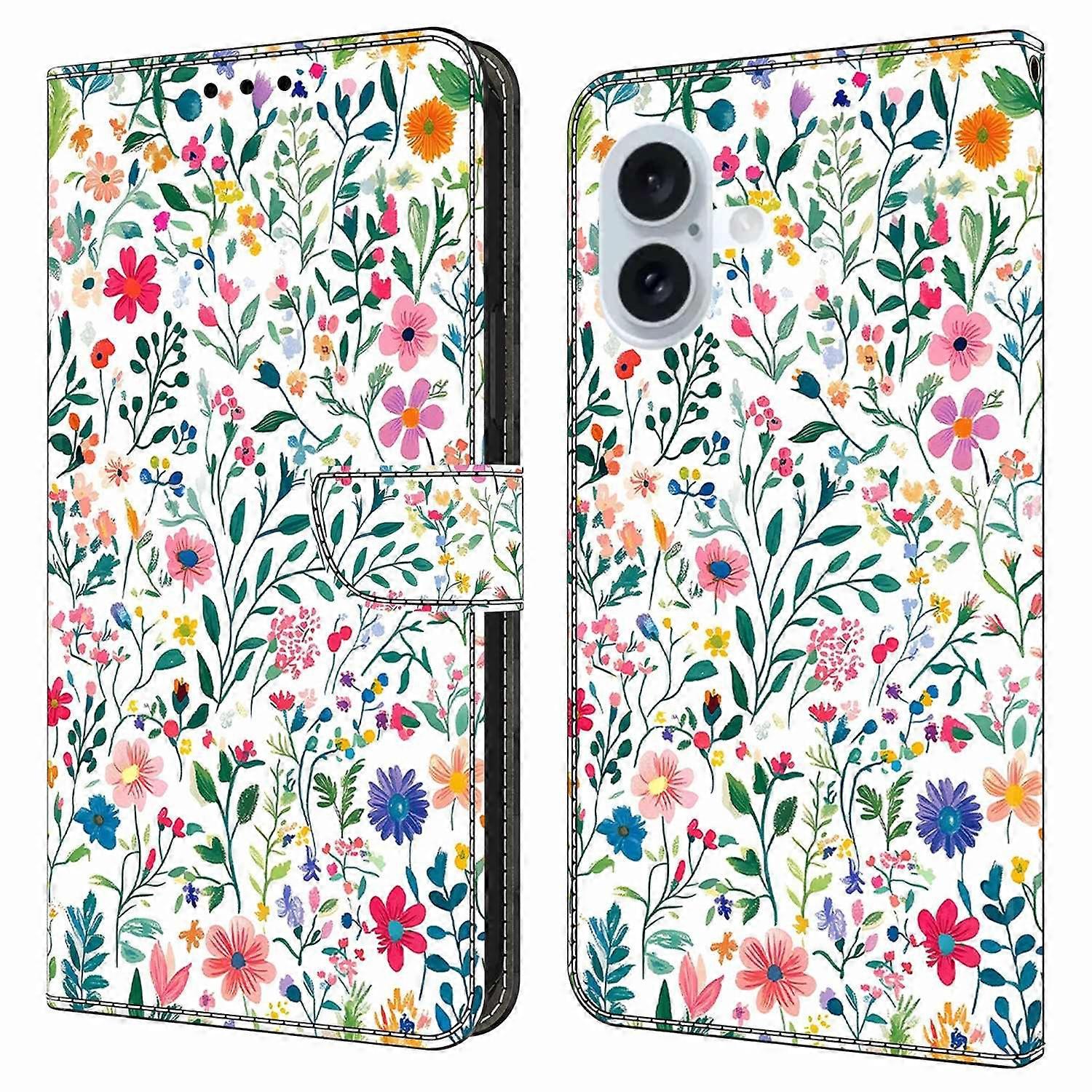 For iPhone 16 Case Wallet Stand Pattern Printing PU Leather Flip Phone Cover