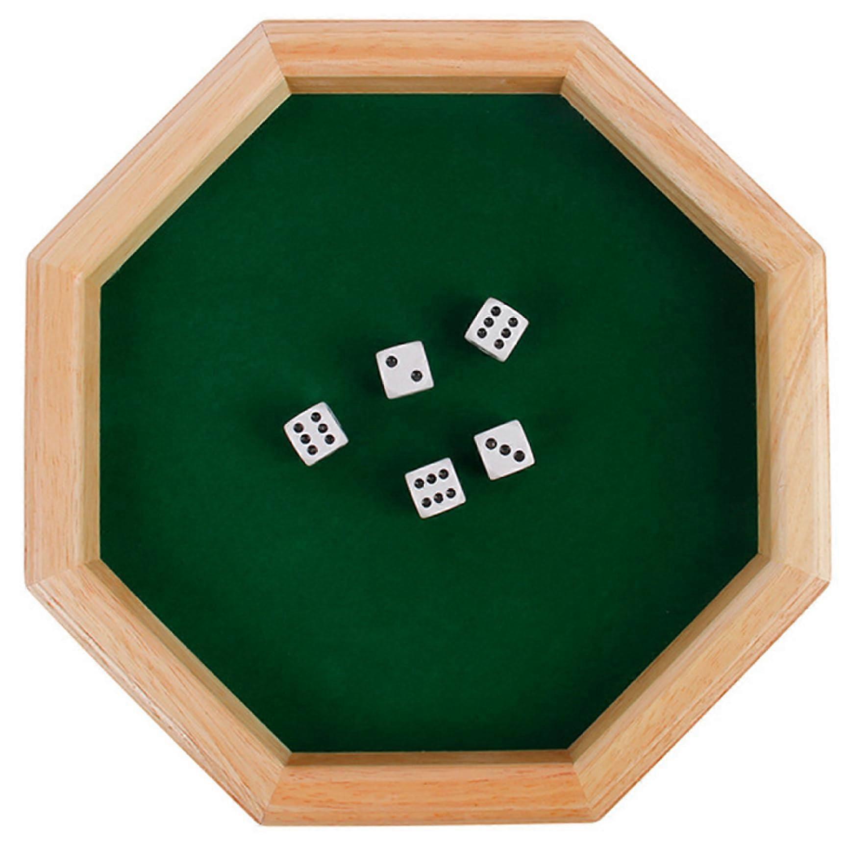 Wooden Dice Funny Octagonal Shaped Heavy Natural Wooden Cube Rolling Tray with Base for Table Games