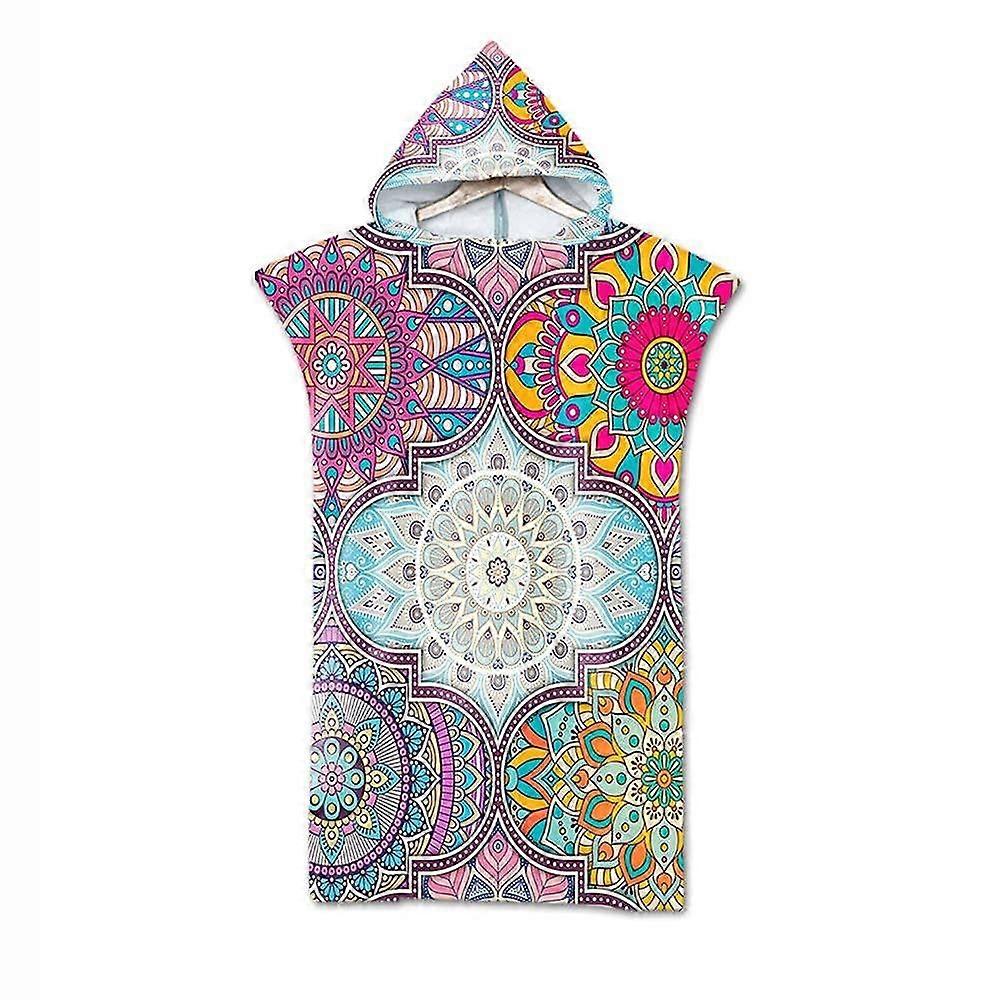 Beach Towel with Hood for Adults, Unisex Geometric Stripes, One Size, Waterproof Rain Cover for Swimming and Surfing