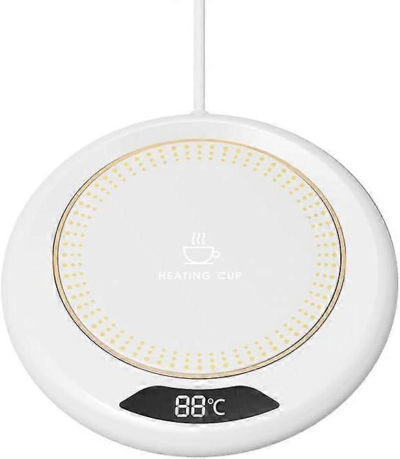 Mug Warmer with 3 Temperature Settings, USB Beverage Warming Plate with Auto-off, Portable Size (White)