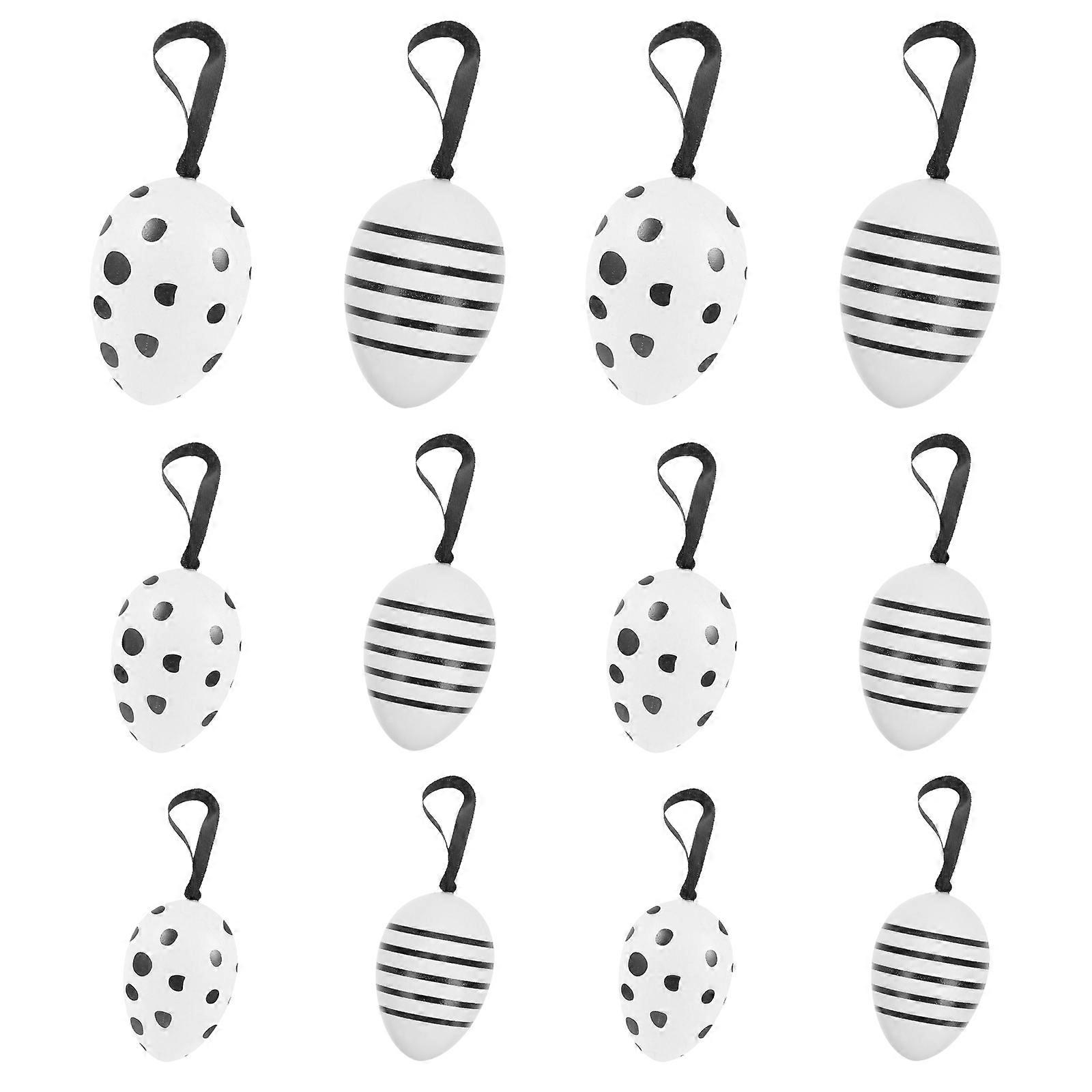 Easter Hanging Eggs Party Decorations 24Pcs Plastic Assorted Color with Hanging Rope for Easter