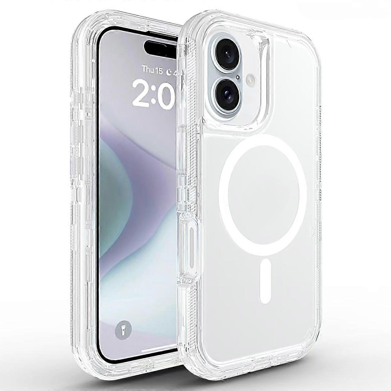 For iPhone 16 Plus Case Compatible with MagSafe Shockproof TPU + PC Phone Back Cover