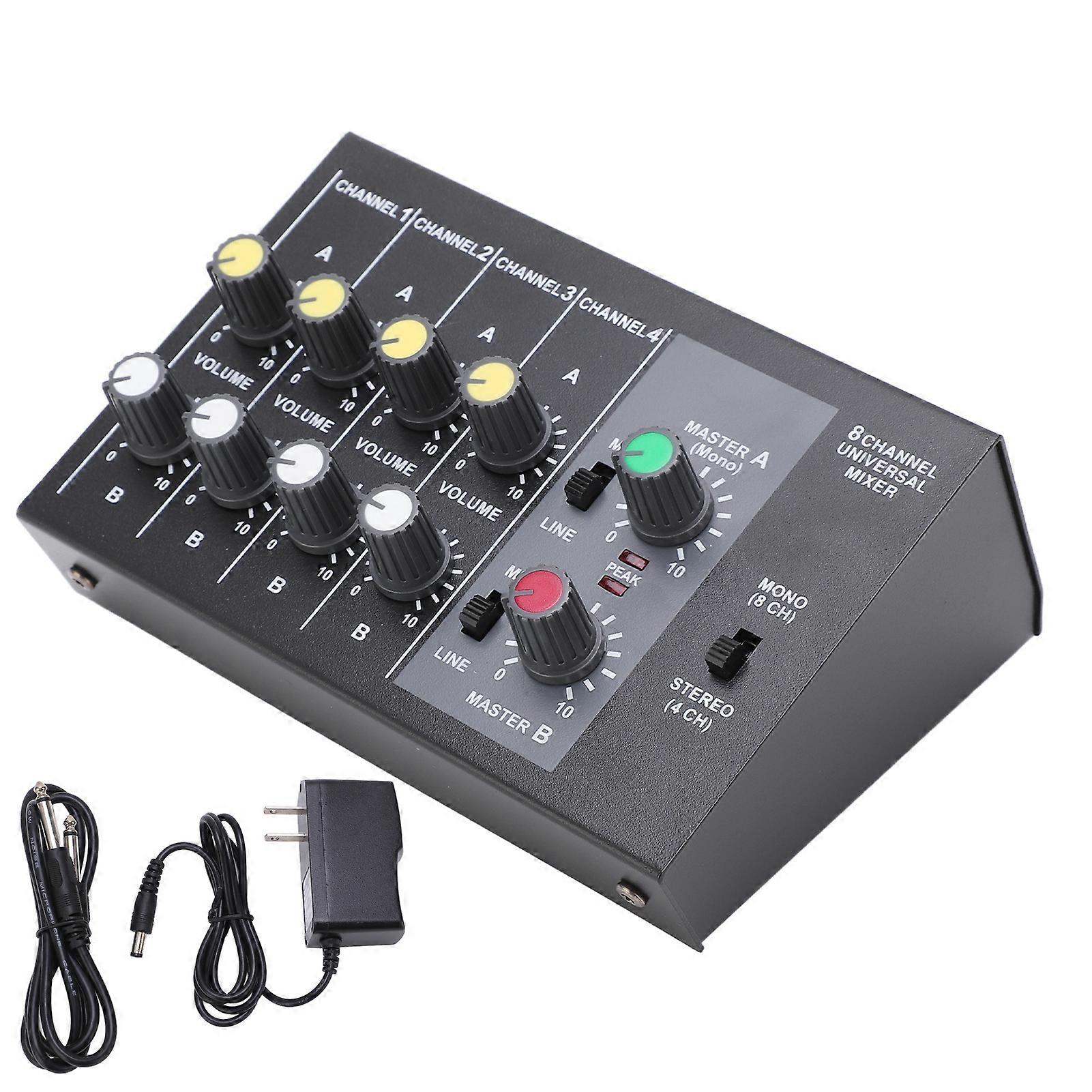 o Mixer 8 Channel Input Mono Stereo Sound Mixing Console Low Noise