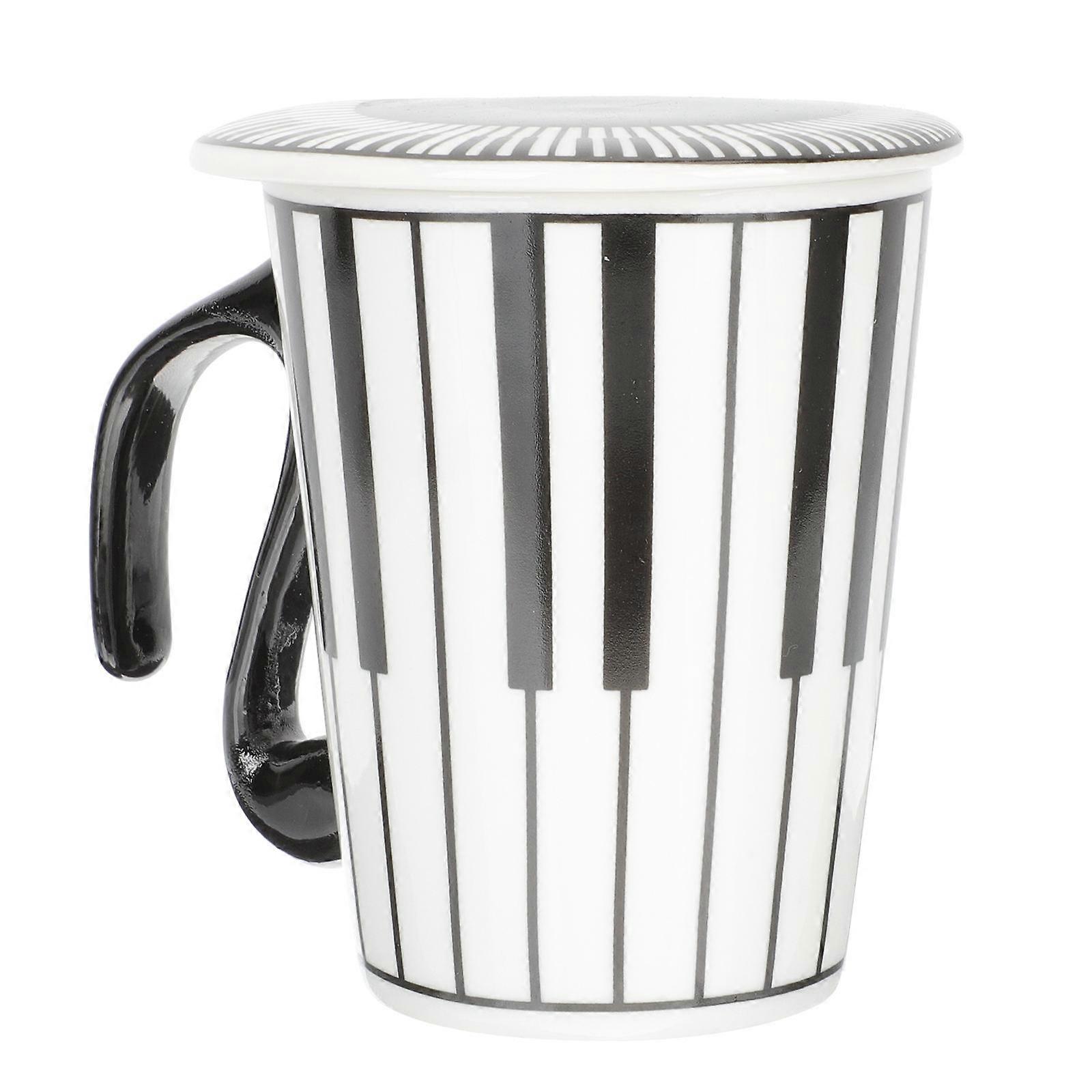 Aesthetic Coffee Mug Spiral Keyboard on Lid Home Use Height 10.5cm Table Decoration 1Pack