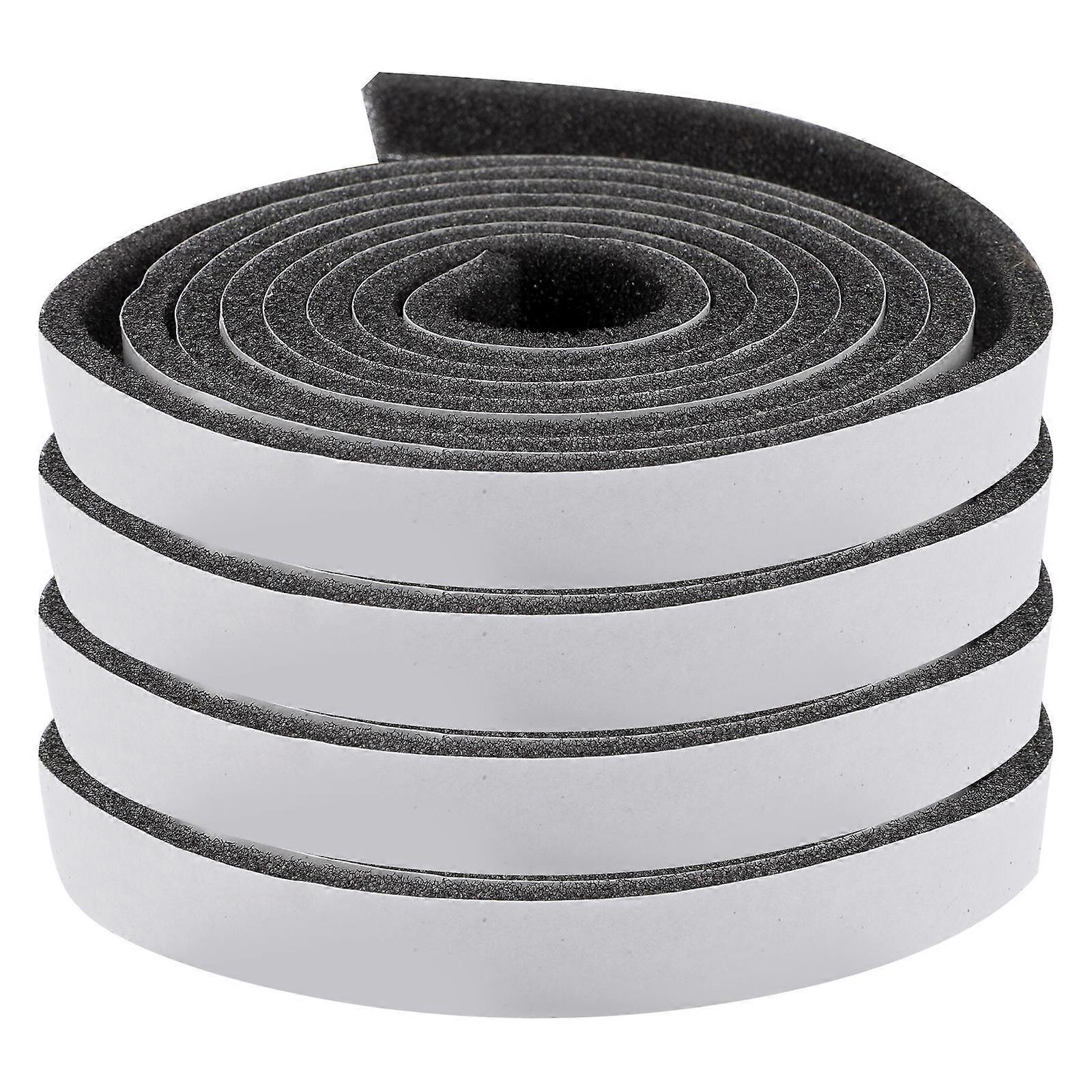 Door Window Weather Stripping EVA Material Sound Insulation Shock Absorption 4 Rolls Black