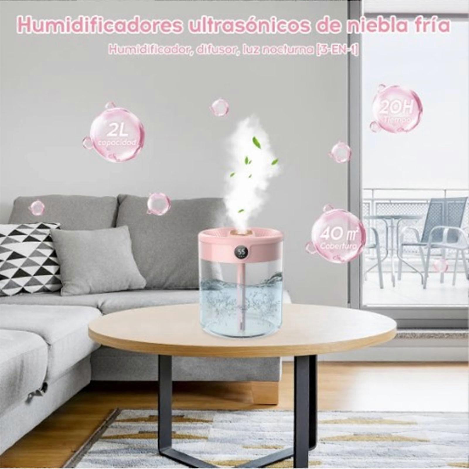 2L Mist Humidifier Pink Mute USB Night Lamp Function Dual Spray Digital Display Air Vaporizer for Home