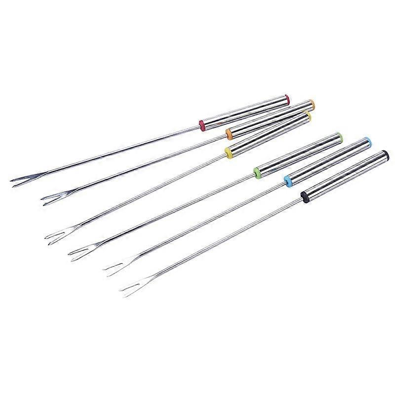 6 pieces stainless steel fondue forks, marshmallow toasting forks, kabob skewers, marshmallow sticks, BBQ Smores skewers, nonexpandable forks