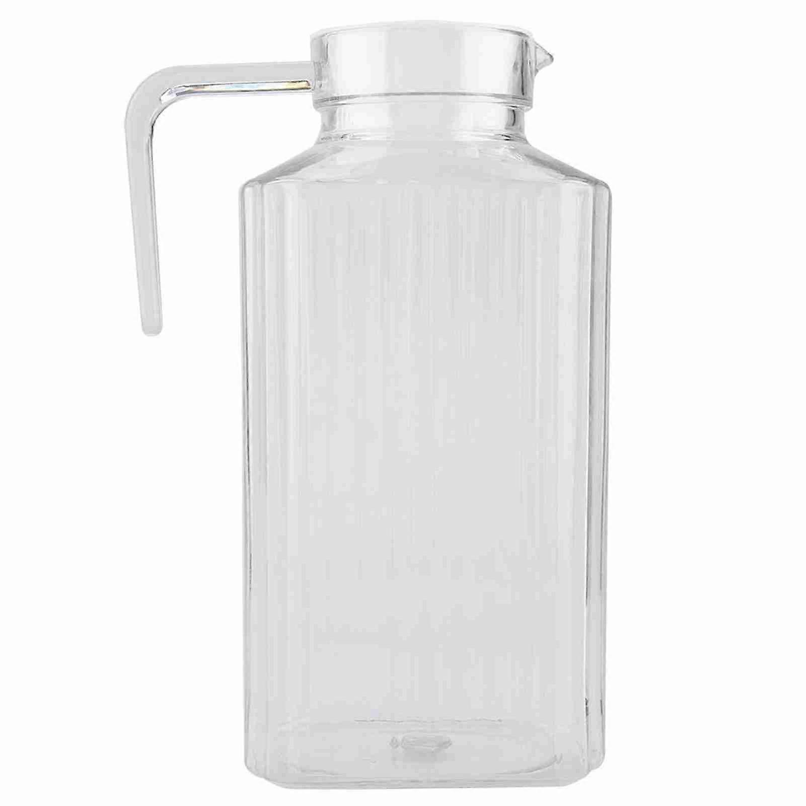 1800ml Acrylic Transparent Juice Bottle Striped Water Ice Cold Juice Jug with Lid for Bar Home